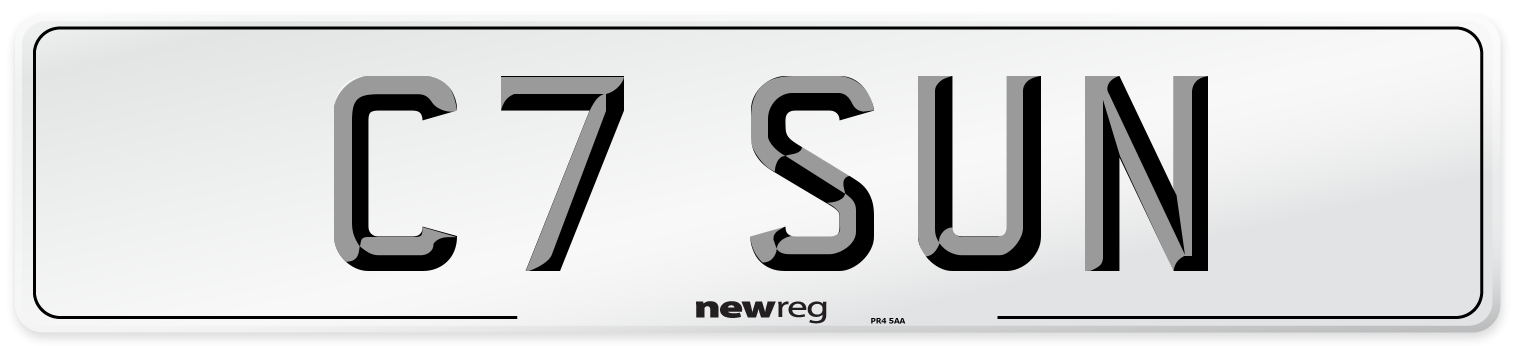 C7 SUN Number Plate from New Reg